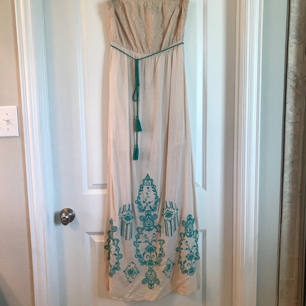 Crime & Teal Embroidered Maxi Dress